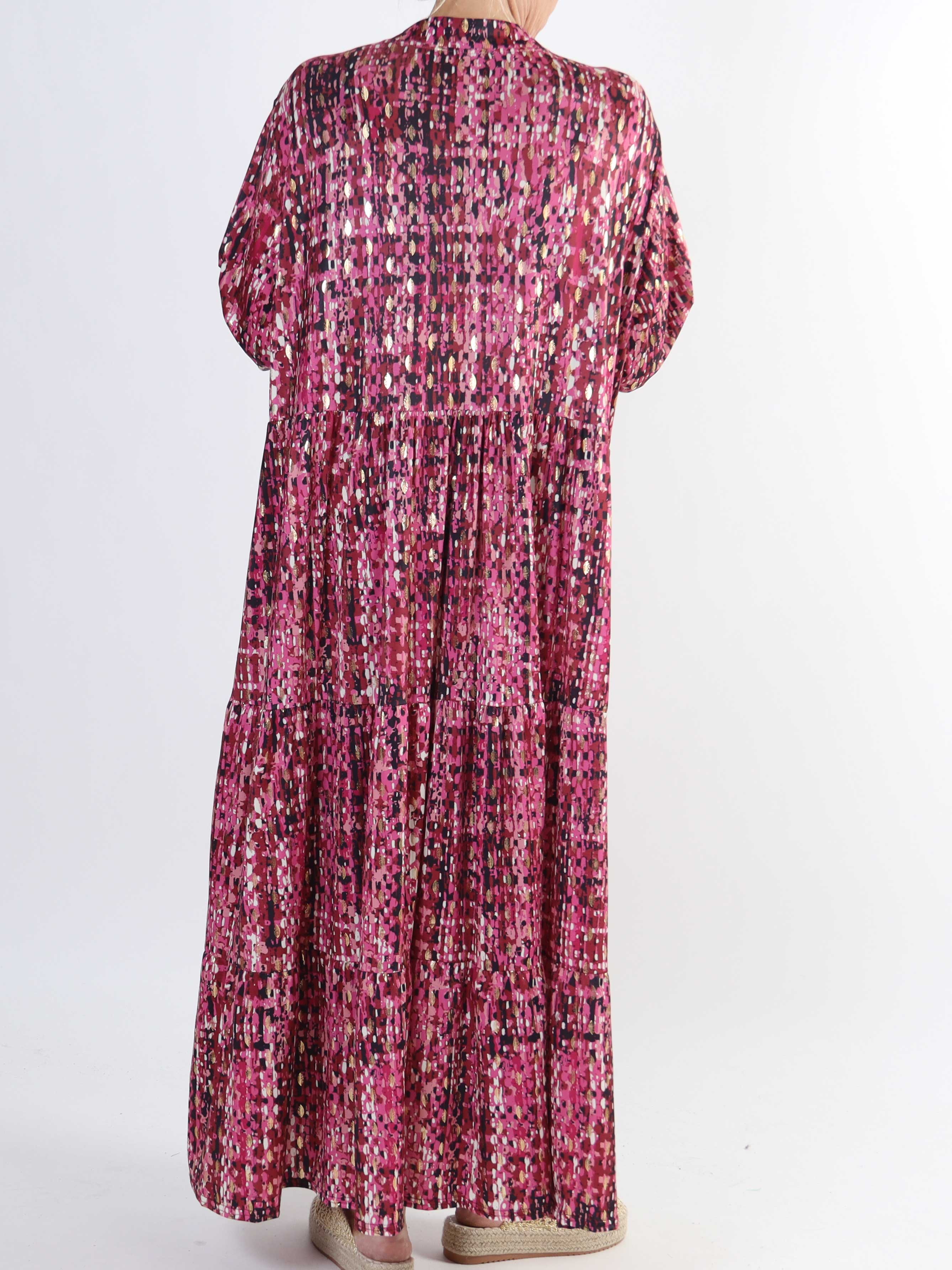 Milano Pattern - Lang mønstret plus size kjole med lag på lag look